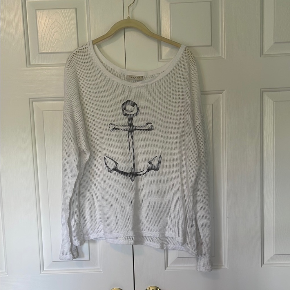 Spirit White Mesh Nautical Knit Sweater